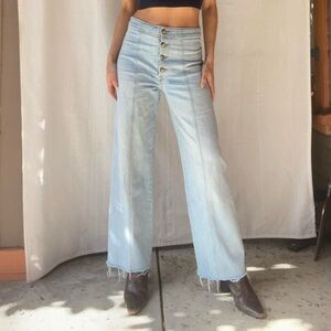 Reformation Light Blue Flare Jeans with Button-Fly